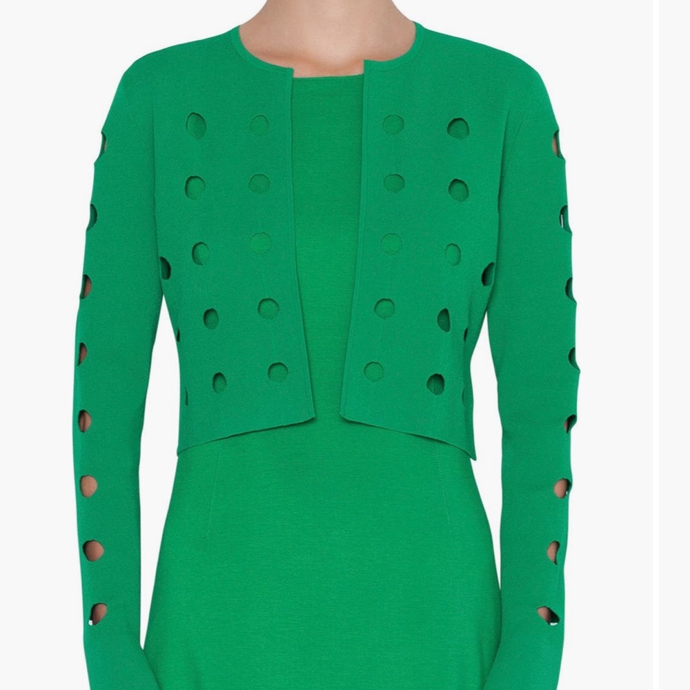 Akris Punto Set: Lasercut Dot Cardigan (sz 6) and Square Neck Tank (sz 8)